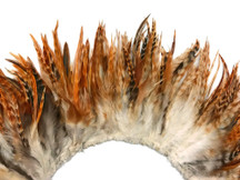 4 Inch Strip - 4-6" Natural Red Chinchilla Strung Chinese Rooster Saddle Feathers
