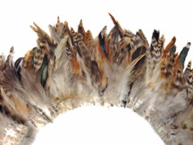 4 Inch Strip - Natural  Brown Chinchilla Strung Rooster Schlappen Feathers