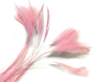 1 Dozen - Light Pink Stripped Rooster Neck Hackle Eyelash Feather