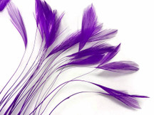 1 Dozen - Purple Stripped Rooster Neck Hackle Eyelash Feather