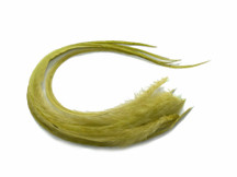 6 Pieces - Solid Olive Thick Long Rooster Hair Extension Feathers