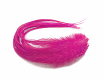 6 Pieces - Solid Hot Pink Thick Long Rooster Hair Extension Feathers
