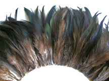 4 Inch Strip - 4-6" Natural Black Bronze Strung Chinese Rooster Saddle Feathers