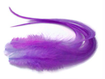 6 Pieces - Solid Lavender Thick Long Rooster Hair Extension Feathers
