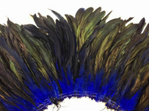 2.5  Inch Strip -  Navy Half Bronze Natural Dyed Coque Tail Strung Feathers