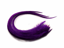6 Pieces - Solid Purple Thick Long Rooster Hair Extension Feathers
