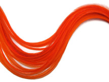 6 Pieces - XL Solid Orange Thin Extra Long Rooster Hair Extension Feathers