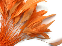 1 Dozen - Orange Stripped Rooster Coque Tail Feathers