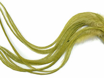 6 Pieces - XL Solid Olive Thick Rooster Hair Extension Feathers