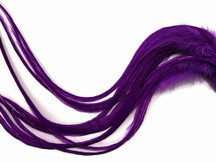 6 Pieces - XL Solid Purple Thick Extra Long Rooster Hair Extension Feathers