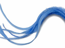 6 Pieces - XL Solid Light Blue Thick Rooster Hair Extension Feathers