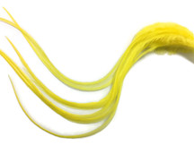 6 Pieces - XL Solid Sunshine Yellow Thick Rooster Hair Extension Feathers