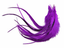 1 Dozen - Medium Solid Purple Rooster Saddle Whiting Hair Extension Feathers