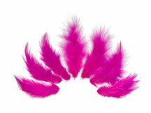 1 Dozen - Solid Hot Pink Mini Rooster Chickabou Fluff Whiting Hair Feathers