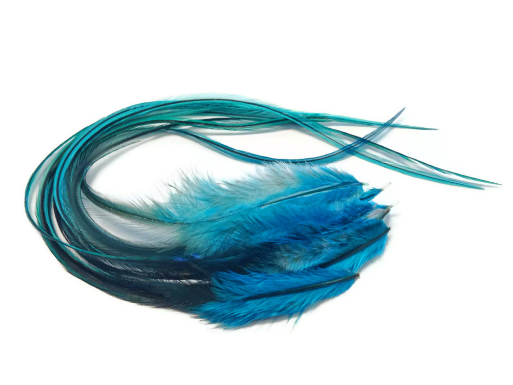 blue feather hair piece