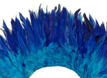2 Inch Strip - Blue Two Tone Bleached & Dyed Strung Rooster Schlappen Feathers