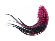 1 Dozen - Medium Pinkle Blendz Grizzly Rooster Saddle Whiting Hair Extension Feathers