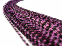 1 Piece - Lavender Thin Long Grizzly Rooster Hair Extension Feather & Silicon Bead