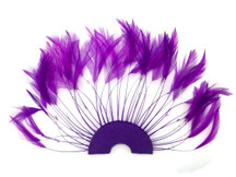 1 Piece - Purple Half Beaded Pinwheel Stripped Rooster Hackle Feather Pads