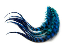 1 Dozen - Medium Mermaid Blendz Grizzly Rooster Saddle Whiting Hair Extension Feathers
