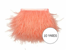 1 Yard - Peach Pink Ostrich Fringe Trim Wholesale Feather (Bulk)