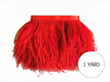 1 Yard - Red Ostrich Fringe Trim Wholesale Feather (Bulk)