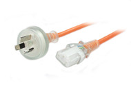 1M Wall Plug to IEC C13 Medical Power Cable in Orange