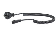 2M Curly Cord Wall Plug to IEC C7 Power Cable