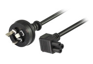 2M Wall Plug to 90 Degree Down Angle IEC C5 Cloverleaf Power Cable
