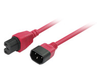 1M IEC C14 to C15 High Temperature Power Cable in Red
