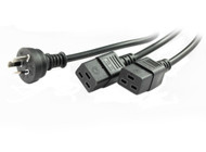 2.5M 15A Wall Plug to Dual IEC C19 Power Y Power Cable