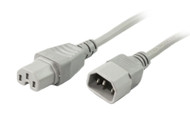 1M IEC C14 to C15 High Temperature Power Cable in Grey