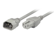 1M IEC C14 to C15 High Temperature Power Cable in Grey