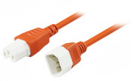 2M IEC C14 to C15 High Temperature Power Cable in Orange
