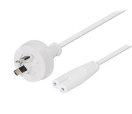 2M Wall Plug to IEC C7 Power Cable in White