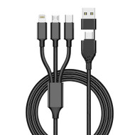 1M USB A or Type-C 3-in-1 Multi Charger Cable with Metal Plug + Cotton Braided