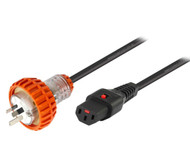 1M 10A Captive 3Pin Plug to IEC C13 Power Cable with Lock