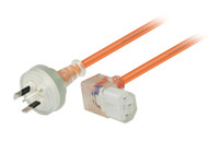 2M Wall Plug to Down Angle IEC C13 Medical Power Cable in Orange