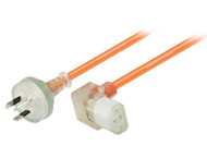 2M Wall Plug to Up Angle IEC C13 Medical Power Cable in Orange