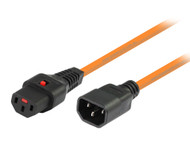 1M IEC C13 to C14 Power Cable with IEC Lock in Orange
