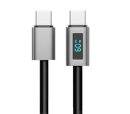 1.8M USB Type-C to USB Type-C PD100W Fast Charging Cable with Curly Cord & LED Wattage Display
