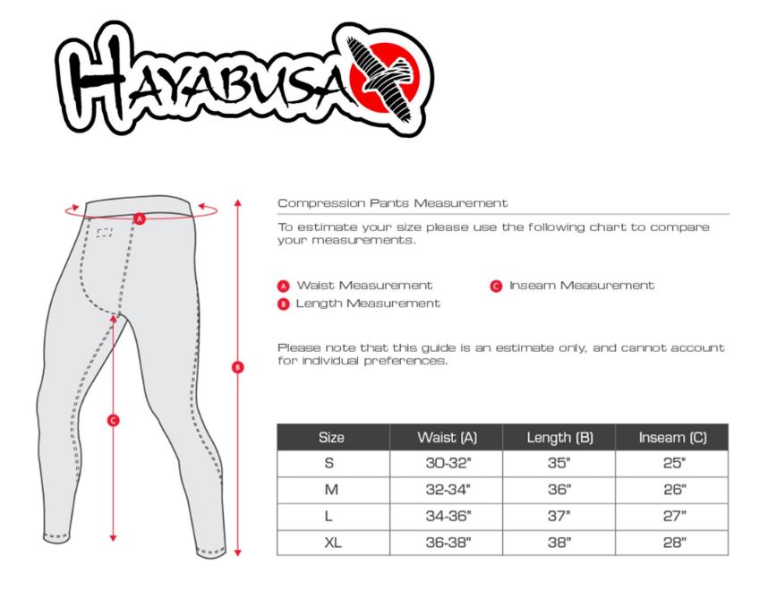 Hayabusa Shirt Size Chart