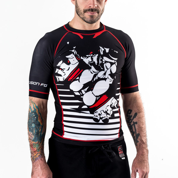 Fusion FG Street Fighter Ryu Rashguard - Short Sleeve now available at www.thejiujitsushop.com Relive 1987 with a hadoken to your opponent.  Officially licensed gear with Ryu's signature moves in black, white and red. 

Enjoy Free Shipping today from The Jiu Jitsu Shop