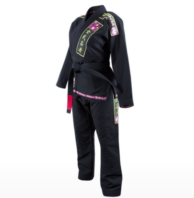 Hayabusa Shinju Pearl Weave Female BJJ Gi in Black Available at www.thejiujitsushop.com Perfect fit for women specifically designed for your body.  Black purple and green never looked so good.

Enjoy Free Shipping from The Jiu Jitsu Shop today! Hayabusa Female Gi now in stock