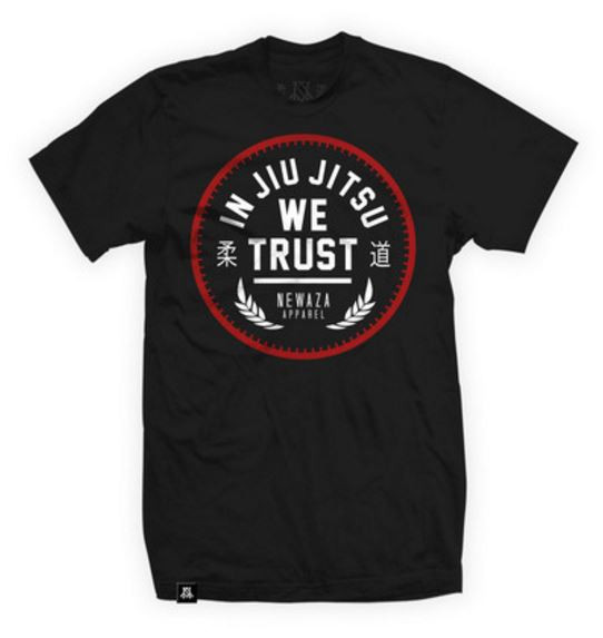 Newaza Apparel In Jiu Jitsu We Trust Red on Black.  From the Red October Collection.  Available at www.thejiujitsushop.com

Enjoy Free Shipping from The Jiu JItsu Shop today!