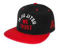 Newaza Apparel Trust Hat (Black hat with Red Bill) In Jiu JItsu We trust hat from the Red October Collection available at www.thejiujitsushop.com