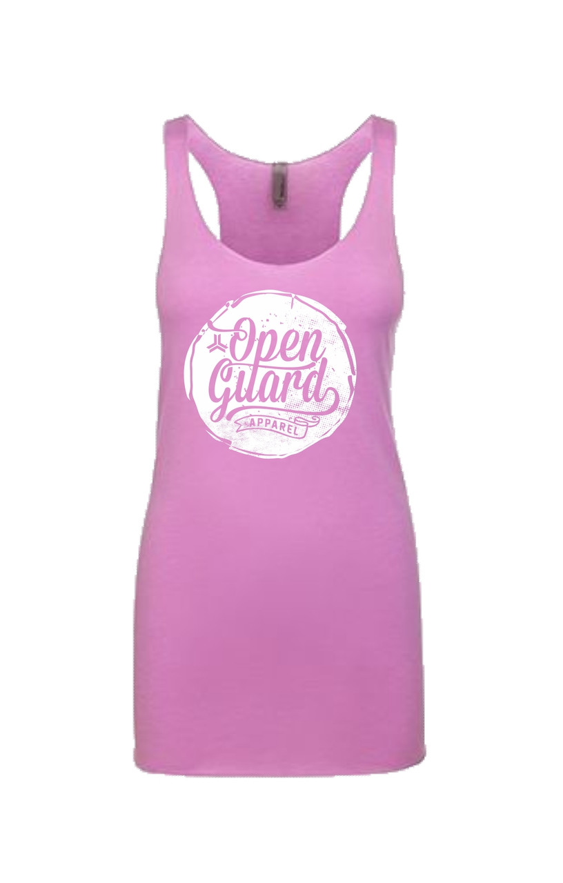 OGA Circle Flow Tank available for girls in pink and white at www.thejiujitsushop.com or www.openguardapparel.com 