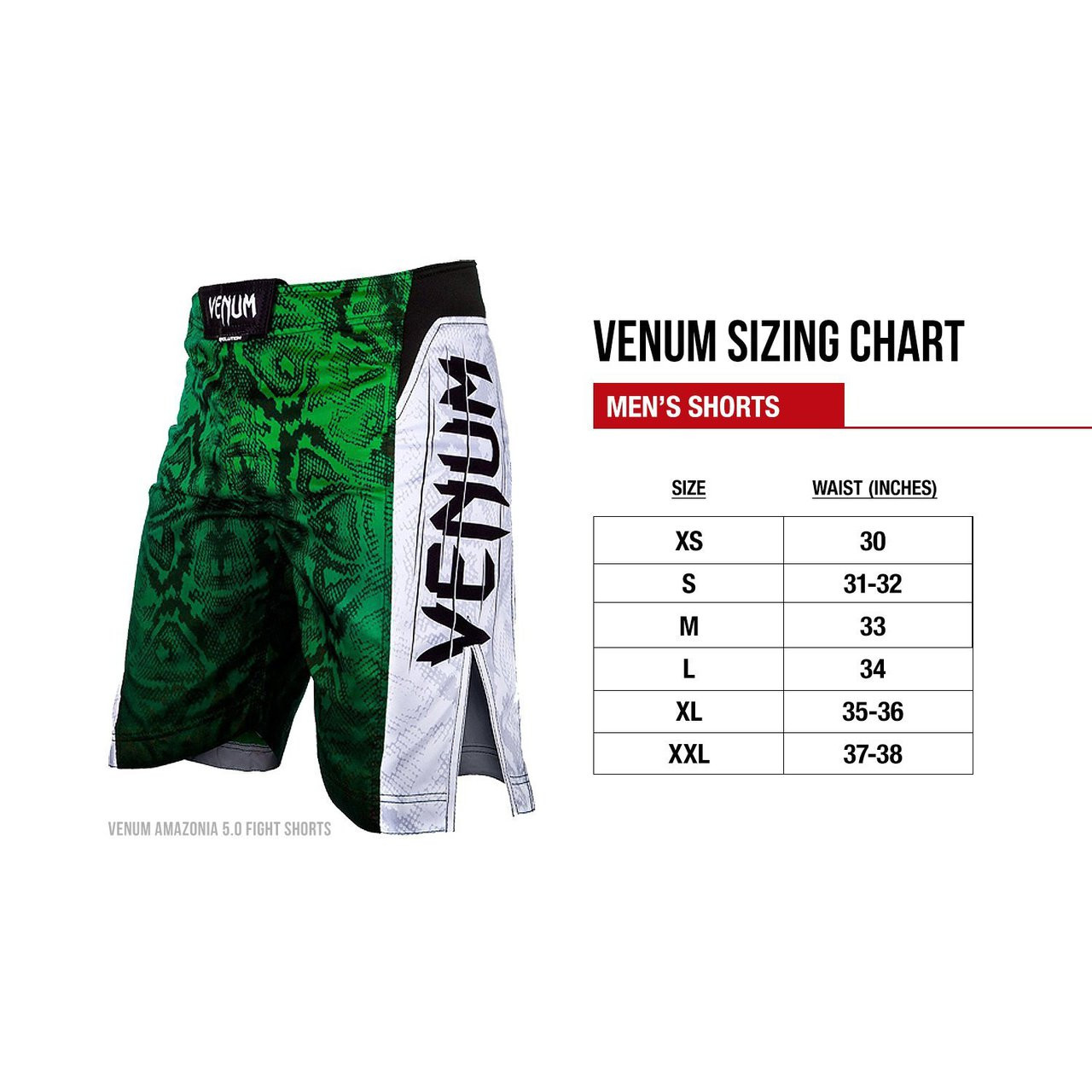 Cage Fighter Shorts Size Chart