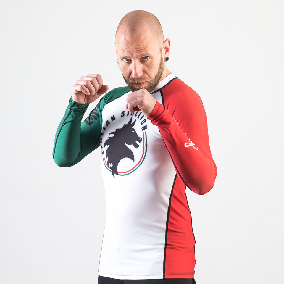 Fusion FG Rockly Italian Stallion BJJ Rashguard in Tricolor.  Italian Flag  now available at www.thejiujitsushop.com

Enjoy Free Shipping from The Jiu Jitsu Shop today