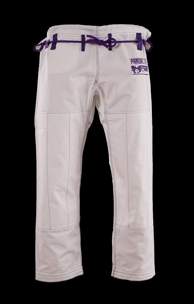Pants of the inverted gear panda cs 2.0 gi. white pants and purple rope. 

Enjoy free shipping from www.thejiujitsushop.com